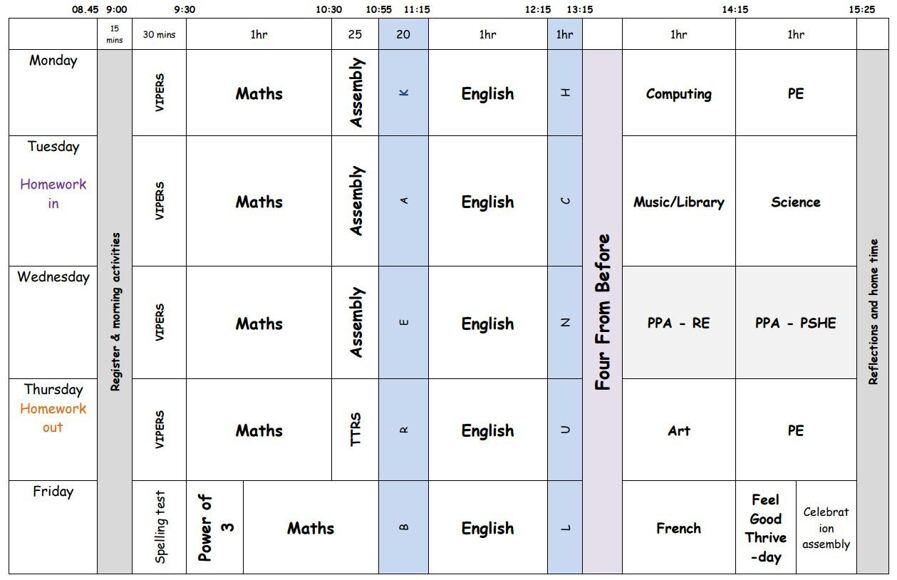 Timetable example